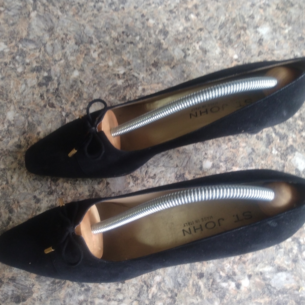 St John Women's Suede Black High Heel Dress Pumps Size 9.5S (59)